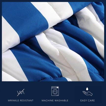 Nautica Kids - Parure de lit complète/grand lit, Parure de lit douce avec taies d'oreiller assorties et coussin décoratif, Décoration de chambre d'enfant, Certifié Oeko-Tex (Huck Stripe Bleu, Complet/Grand Lit)