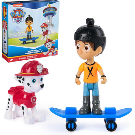 Paw Patrol Marshall and Daring Danny X Figures set with Skateboard, Kids’ Toys for Boys and Girls Aged 3 and Up