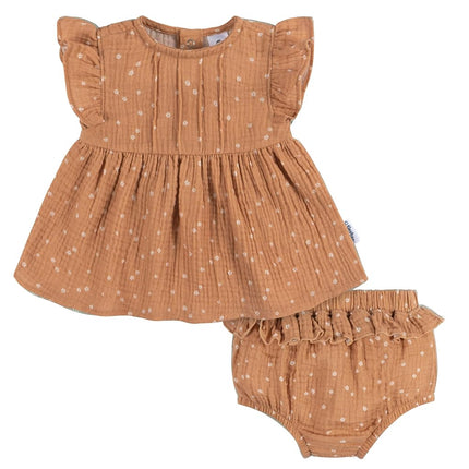 Gerber baby-girls 2 Piece Dress and Diaper Cover Set, Ivory, 4T
