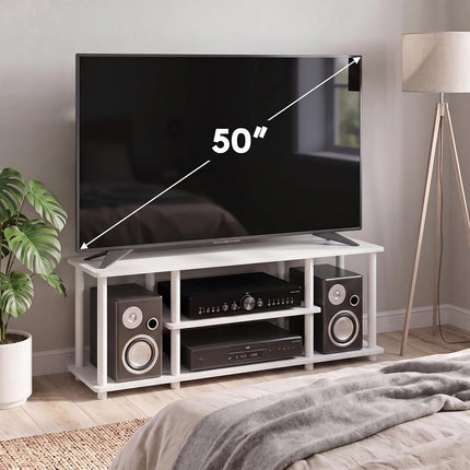 Furinno TURN-N-TUBE 3-Tier Tool-Free TV Stand, White