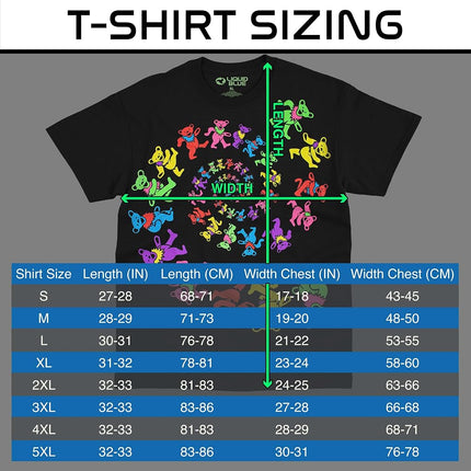 Liquid Blue Unisex's Grateful Dead Spiral Bears Blacklight T-Shirt, Black, S