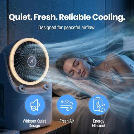 Arctic Air Ice Jet X3 Portable Air Cooler,Dual Mist Modes, Up to 8-Hour Cooling Time, 3-Speed Portable Cooler with Adjustable Airflow, USB C, LED Mood Light, Lightweight, Great for Home & Travel