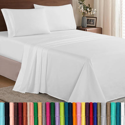Elegant Comfort Luxury Soft 1500 Premier Egyptian 4-Piece Premium Hotel Quality Wrinkle Resistant Coziest Bedding Set, All Around Elastic Fitted Sheet, Deep Pocket up to 16inch, Full, White