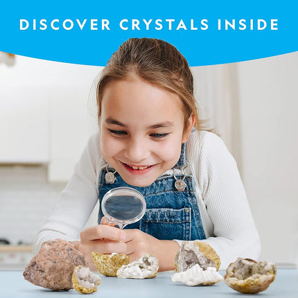 NATIONAL GEOGRAPHIC Break Open 10 Premium Geodes � Includes Goggles and Display Stands - Great STEM Science Kit, Geology Gift for Kids, Geode Crystals, Toys for Boys and Girls