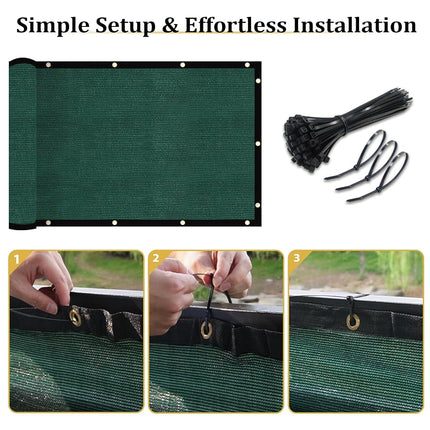 Shade&Beyond 3' X 16' Fence Privacy Screen Heavy Duty 170 GSM Fencing Mesh Shade Net Cover for Wall Garden Back Yard Outdoor Home Decoration, Green