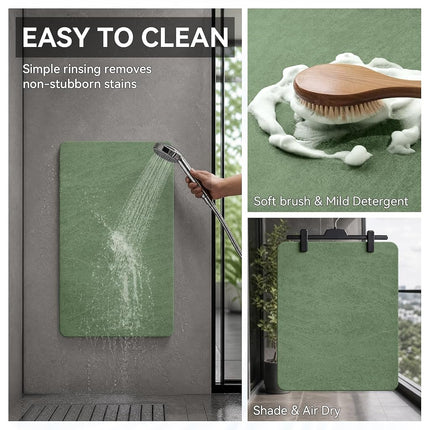 MontVoo -Bath Mat Rug-Rubber Backing Non Slip Quick Dry Absorbent Thin Bathroom Rugs Fit Under Door-Faux Suede Surface Bathroom Floor Mats-Shower Rug for in Front of Bathtub Shower Sage Green 17x27.5