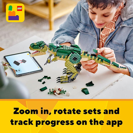 Juguete Tiranosaurio Rex 3 en 1 de LEGO - Set de construcción de dinosaurios para niños y niñas de 9 años en adelante - 3 opciones de construcción, se transforma de T-Rex a Triceratops y a Pterodáctilo - Idea de regalo para Navidad, cumpleaños - 31151