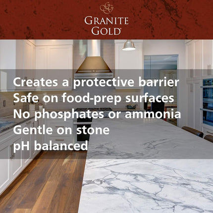 Granite Gold Sealer Spray Water-Based Sealing to Preserve and Protect Granite, Marble, Travertine, Natural Stone Countertops - Made in the USA, 24 Ounce
