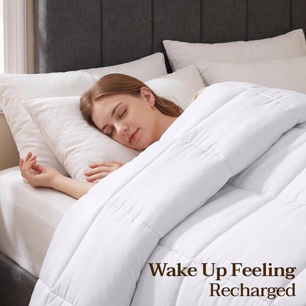 Utopia Bedding Comforter Duvet Insert - Quilted Comforter with Corner Tabs - Box Stitched Down Alternative Comforter (Twin, White)