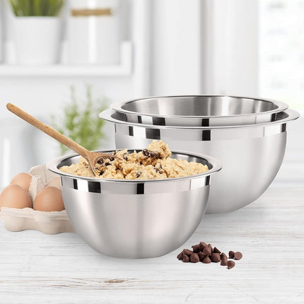 Oggi 5-Quart Two-Tone Stainless Steel Mixing Bowl, Great for Mixing, Making Dough, Dressing Salads, Mixing Eggs, Washing Vegetables