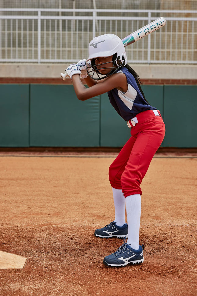 Pantalon de softball ceinturé Mizuno pour fille (jeune), rouge, moyen