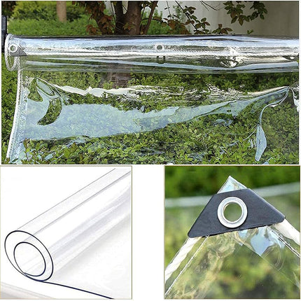GQZGGXX Canopies Tarps Clear PVC Waterproof Cloth Tear Resistance Waterproof 0.35mm Vinyl Transparent Awning Canopy Patio Enclosure,Anti-Aging Insulation Soft Glass Tarpaulin (6' x 8')