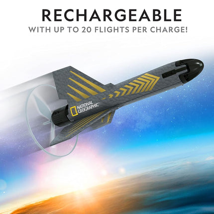 National Geographic Motorized Air Rocket Launcher for Kids - Self-Launching Toy, Launches up to 200 ft. with Safe Landing - Innovative Outdoor Toy & Model Rocket