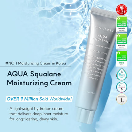 S.NATURE AQUA SQUALANE MOISTURIZING CREAM｜Inner Moisturizing, Fresh Absorbing, Moisture Glow｜2.70 fl.oz, 80ml