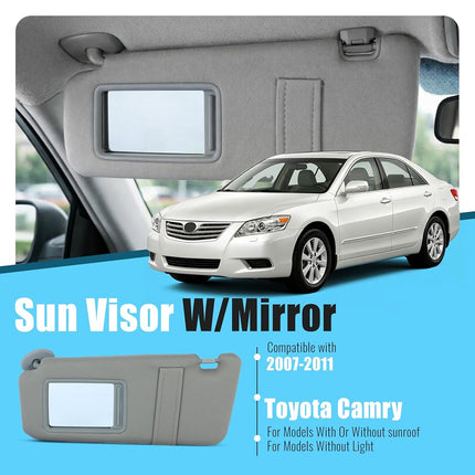 ALMULOO Driver Side Sun Visor Compatible with 2007 2008 2009 2010 2011 Toyota Camry with Or Without sunroof Without Light Gray Replacement for 74320-06800-B0 04002-30706-B0