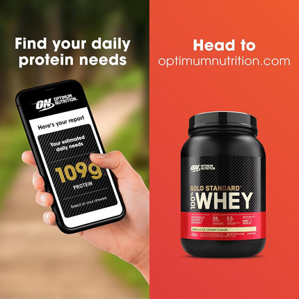 Optimum Nutrition Gold Standard 100% Whey Protein Powder, Vanilla Ice Cream, 907g - [packaging may vary]