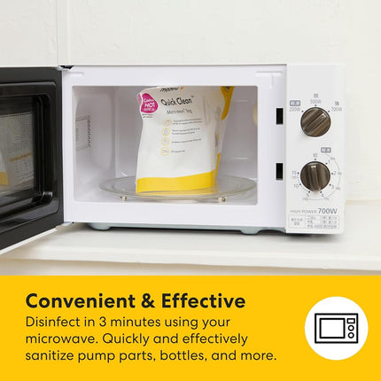 Medela Quick Clean Micro-Steam Bags, 12Count Sterilizing Bags for Bottles & Breast Pump Parts, Eliminates of Common Bacteria & Germs, Disinfects Most Breastpump Accessories