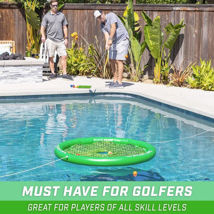 GoSports Splash Chip Jeu de golf flottant – Comprend une cible de chipping, 16 balles de golf en mousse, 1 tapis de chipping et des cordes d'attache