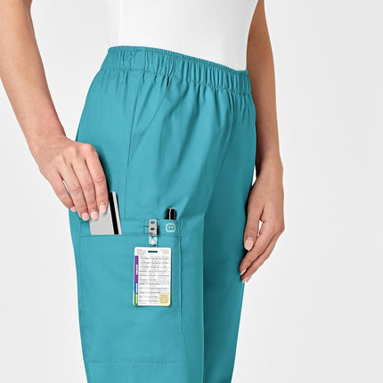 WonderWink 501ATEALXS Wonder Work Women's Pull-On Cargo Pant, Teal Blue, Standard-XS Size