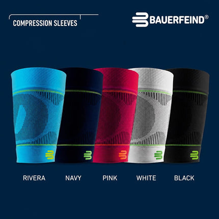 Bauerfeind Sports Compression Upper Leg Sleeves (1 Pair) - Thigh & Hamstring Sleeves for Improved Blood Circulation & Recovery - Thigh Wrap for Quad Support (Navy Blue, X-Large, X-Long)