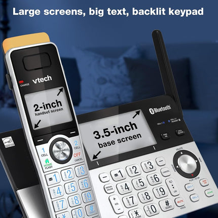 VTech IS8151 Super Long Range DECT 6.0 Cordless Phone for Home with Answering Machine, 2300 ft Range, Call Blocking, Bluetooth, Headset Jack, Power Backup, Intercom, Expandable to 12 HS