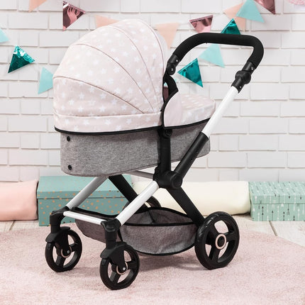 Bayer Baby Dolls Pram XEO - Convertible Doll Pushchair, Carrycot & Changing Bag - Foldable Stroller with Adjustable Handle Height for Girls, Tall Dolls Pram for 6 Years Plus, 3-5 Year Olds