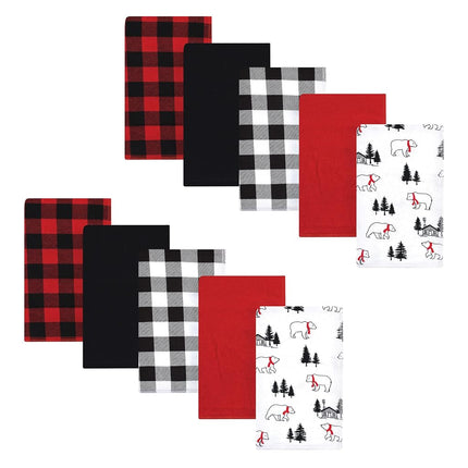 Bavoirs en flanelle de coton unisexe Hudson Baby, Ours à carreaux de buffle, Taille unique