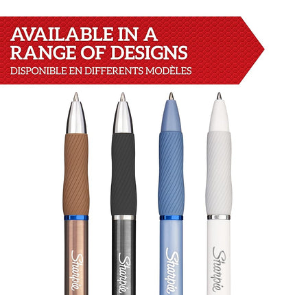 Sharpie S-Gel | Gel Pens | Medium Point (0.7mm) | Frost Blue & White Pearl Barrels | Black & Blue Ink | 4 Count