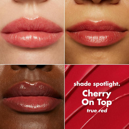 e.l.f. Glow Reviver Slipstick, Tinted Lip Oil Stick, Non-Sticky & Hydrating For A Soft-Shine Finish, Vegan & Cruelty-Free, Cherry on Top