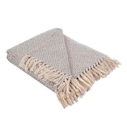 DII Fringed Stripe Tabletop, Cotton, Gray, 50x60