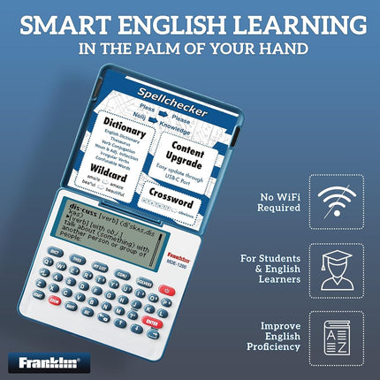 Franklin MDE-1200 Electronic Dictionary and Thesaurus - English Dictionary, Synonyms, Spell Checker, Word Games, Grammar Tools, Digital Dictionary, Portable Device with