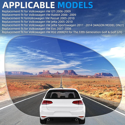 LOIYLLEN Right Side Mirror Replacement for Volkswagen VW 2006-2009 Golf GTI MK5 Golf Rabbit 2005-2010 Passat Jetta 2011-2014 Jetta Sportswagen 2007-2008 EOS 2008 R32 - Right Heated Mirrors Glass
