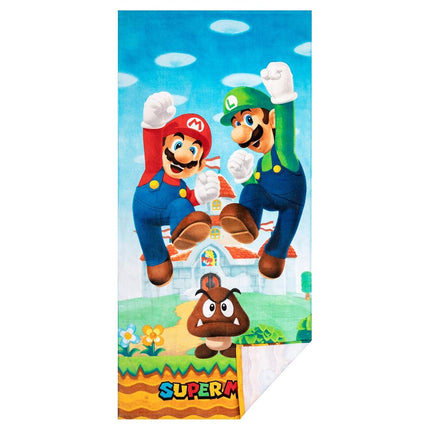 Franco Kids Super Soft Cotton Beach Towel, 28" x 58", Mario