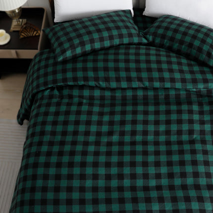 Elegant Comfort Ultra Soft 4-Piece 100% Turkish Cotton Flannel Sheet Set - Buffalo Check Plaid Flannel Sheets, Warm and Cozy Anti-Pill Premium Quality, Deep Pocket Fitted Sheet- Twin, Green