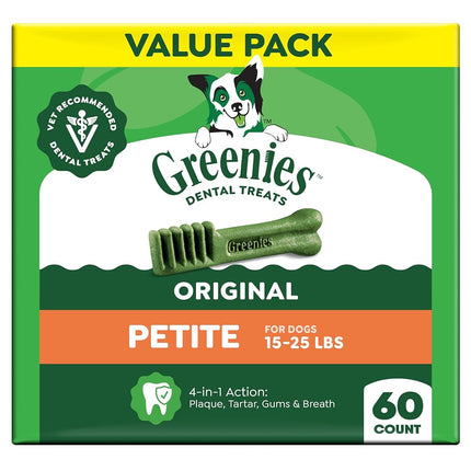 Greenies Canine Petite Dental Dog Treats Original Value Pack 1Kg Box