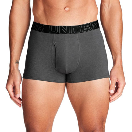 Under Armour Men's 3-Pack Performance Cotton Boxer Brief, 3" Inseam, All-Day Comfort & Ultra-Soft, Castlerock Heather - Core, XL