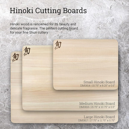 Shun Cutlery Large Hinoki Cutting Board, 17.75" x 11.75" Large Wooden Cutting Board for Kitchen, Medium-Soft Wood Preserves Knife Edges, Forest Stewardship Council Certified, Japanese Chopping Board