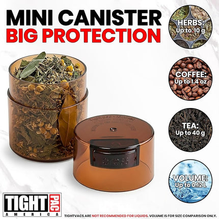 Tightpac America Minivac 1-Ounce Vacuum Sealed Dry Goods Storage Container, Mocha Tinted