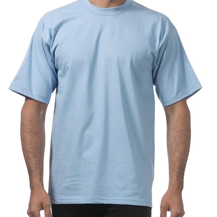 Pro Club Men's 3-Pack Heavyweight Cotton Short Sleeve Crew Neck T-Shirt, Sky Blue, 3XL
