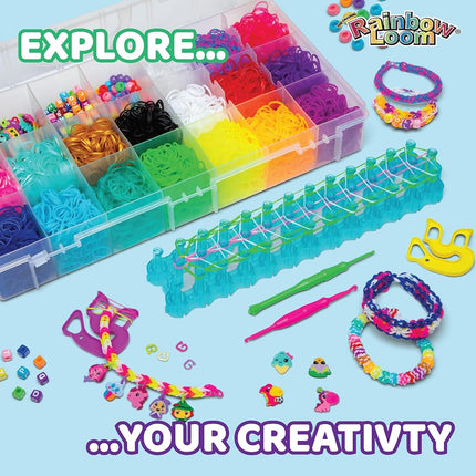 Bandai Rainbow Loom Mega Combo Set - Bracelet Making - Loom with 5600 Rubber Bands - Charms and Beads - CD00101 Medium