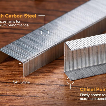 Bostitch Office Premium Standard Staples, 1/4" Length, High-Carbon Steel, 5000 Per Box, 5-Pack