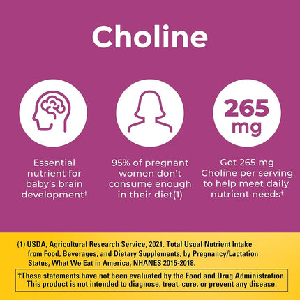 Nature Made Prenatal Vitamin Softgels + Choline Capsules, Folic Acid + DHA + Choline, 60 Prenatal Vitamins for Women, 60 Choline Supplements Capsules, 60 Day Supply