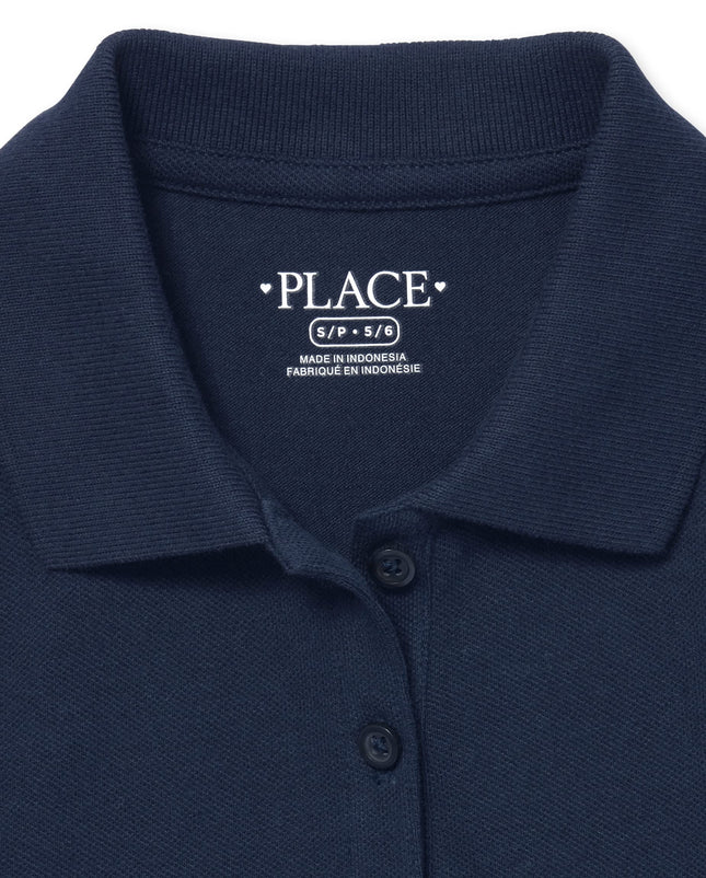The Children's Place Polo Piqué de Manga Larga de Uniforme para Niñas Paquete de 2, Tidal, XXL (16)