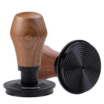 Normcore 53.3mm Espresso Coffee Tamper V4 - Spring Loaded Tamper with Titanium PVD Coating Ripple Base -15lb / 25lb / 30lbs Replacement Springs, Genuine American Walnut Handle