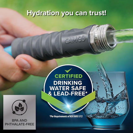 Camco EVOFlex 35-Ft RV Drinking Water Hose - Features Extra Flexible Design w/Stainless Steel Strain Relief Ends - Lead-Free, BPA-Free and Phthalate-Free - 5/8” Inside Diameter (22595)