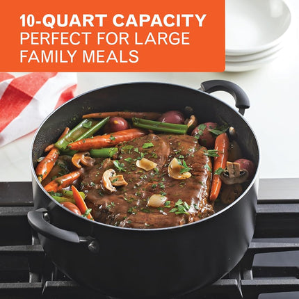 Farberware Cookware Nonstick Stockpot with Lid, 10.5 Quart-Black