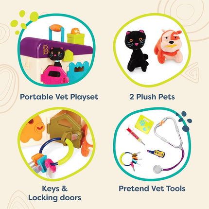 B. toys Pet Vet Playset with Keys, Plush Pets and Tools, Pretend Play