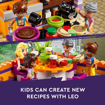 LEGO Friends La Cocina Comunitaria de Heartlake City 41747, Juego de Construcción de Simulación, Diversión Creativa para Niños y Niñas de 8 Años en Adelante, con 3 Minimuñecas, 1 Micromuñeca, un Gato Mascota y Muchos Accesorios de Cocina