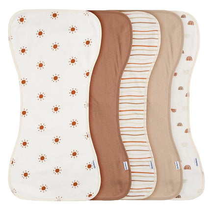 Gerber Baby Unisex Burp Cloths 5-Pack, Rust Tan, S
