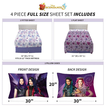Parure de draps super doux Franco Kids, grand lit, Disney Descendants 3